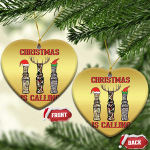 Funny Xmas Hunting Christmas Ornament Xmas Is Calling Camouflage Hunting Whistle TS11 Heart Gold Print Your Wear