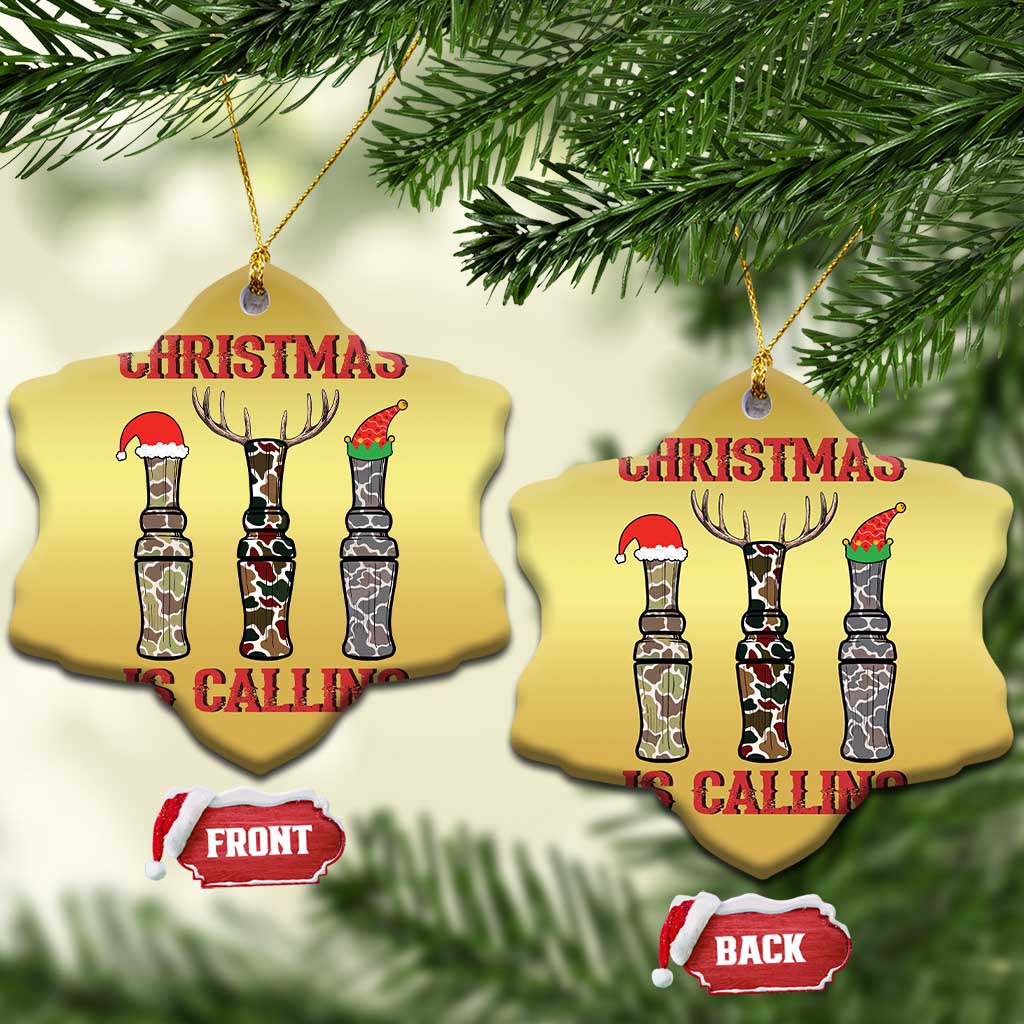Funny Xmas Hunting Christmas Ornament Xmas Is Calling Camouflage Hunting Whistle TS11 Snow Flake Gold Print Your Wear