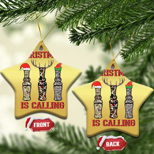 Funny Xmas Hunting Christmas Ornament Xmas Is Calling Camouflage Hunting Whistle TS11 Star Gold Print Your Wear