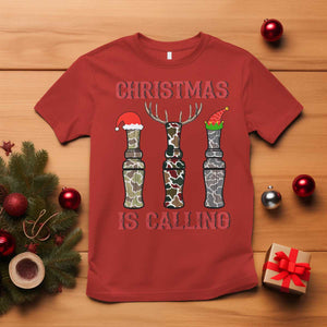 Funny Christmas Hunting T Shirt Christmas Is Calling Camouflage Hunting Whistle TS11 Red Print Your Wear