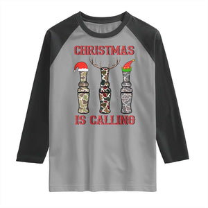 Funny Christmas Hunting Raglan Shirt Christmas Is Calling Camouflage Hunting Whistle TS11 Sport Gray Black Print Your Wear
