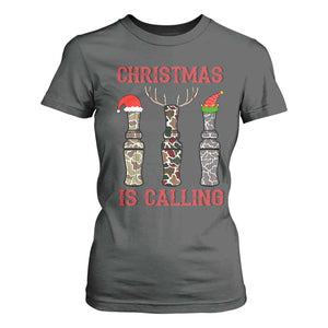 Funny Christmas Hunting T Shirt For Women Christmas Is Calling Camouflage Hunting Whistle TS11 Dark Heather Print Your Wear