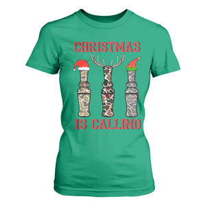Funny Christmas Hunting T Shirt For Women Christmas Is Calling Camouflage Hunting Whistle TS11 Irish Green Print Your Wear