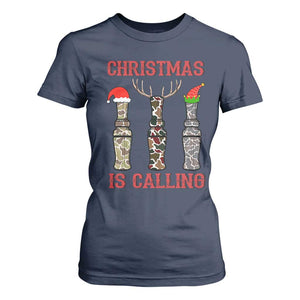 Funny Christmas Hunting T Shirt For Women Christmas Is Calling Camouflage Hunting Whistle TS11 Navy Print Your Wear