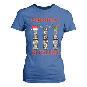 Funny Christmas Hunting T Shirt For Women Christmas Is Calling Camouflage Hunting Whistle TS11 Royal Blue Print Your Wear