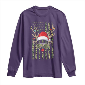Funny Christmas Reindeer Hunting Camo Flag Long Sleeve Shirt TS11 Purple Print Your Wear