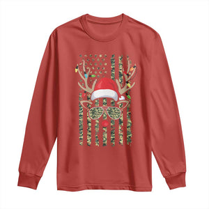 Funny Christmas Reindeer Hunting Camo Flag Long Sleeve Shirt TS11 Red Print Your Wear