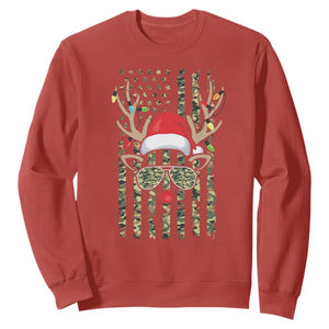 Funny Christmas Reindeer Hunting Camo Flag Sweatshirt TS11 Red Print Your Wear