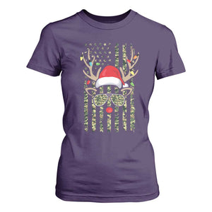 Funny Christmas Reindeer Hunting Camo Flag T Shirt For Women TS11 Purple Print Your Wear