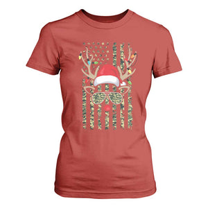 Funny Christmas Reindeer Hunting Camo Flag T Shirt For Women TS11 Red Print Your Wear