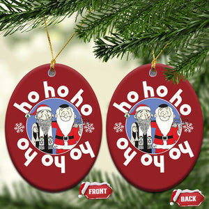 Funny Xmas Hanukkah Christmas Ornament Triple Ho Yo Santa Hebrew Snowflake Menorah TS11 Oval Red Print Your Wear