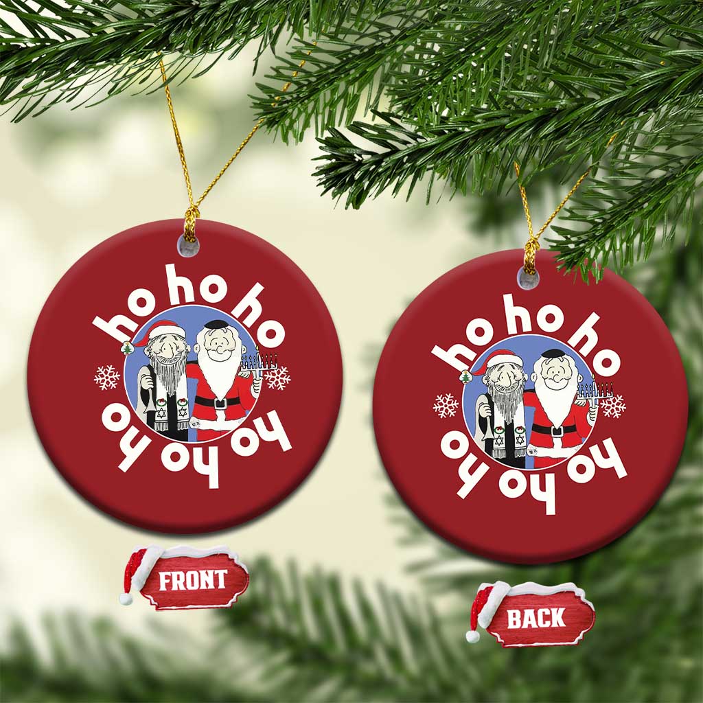 Funny Xmas Hanukkah Christmas Ornament Triple Ho Yo Santa Hebrew Snowflake Menorah TS11 Circle Red Print Your Wear