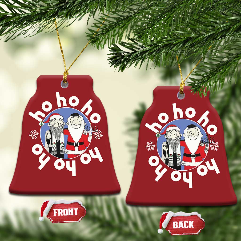 Funny Xmas Hanukkah Christmas Ornament Triple Ho Yo Santa Hebrew Snowflake Menorah TS11 Bell Flake Red Print Your Wear