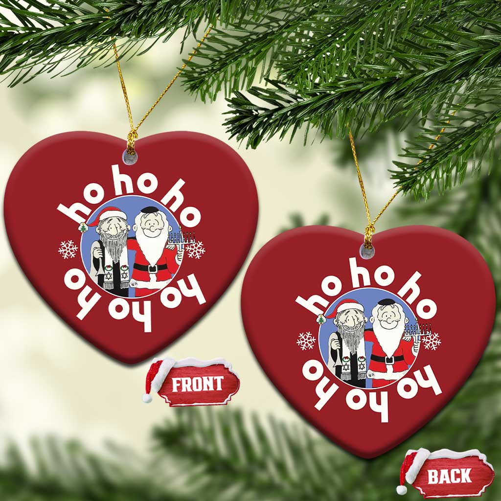 Funny Xmas Hanukkah Christmas Ornament Triple Ho Yo Santa Hebrew Snowflake Menorah TS11 Heart Red Print Your Wear
