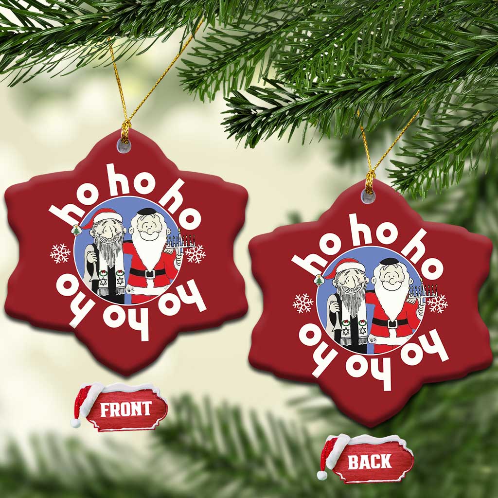 Funny Xmas Hanukkah Christmas Ornament Triple Ho Yo Santa Hebrew Snowflake Menorah TS11 Snow Flake Red Print Your Wear