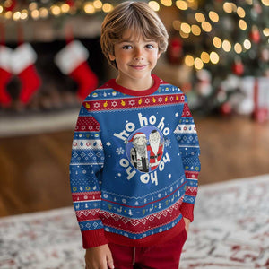 Funny Christmas Chanukah Hanukkah Ugly Sweater Triple Ho Yo Santa Hebrew Snowflake Menorah TS11 Blue Red Print Your Wear