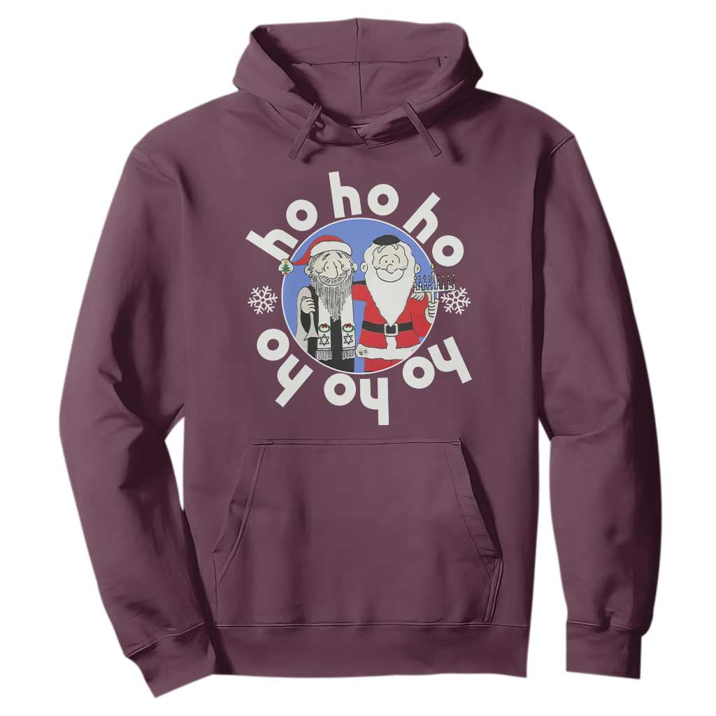 Funny Christmas Hanukkah Hoodie Triple Ho Yo Santa Hebrew Snowflake Menorah TS11 Maroon Print Your Wear
