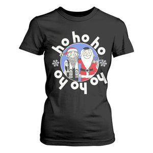 Funny Christmas Hanukkah T Shirt For Women Triple Ho Yo Santa Hebrew Snowflake Menorah TS11 Black Print Your Wear