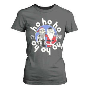 Funny Christmas Hanukkah T Shirt For Women Triple Ho Yo Santa Hebrew Snowflake Menorah TS11 Dark Heather Print Your Wear