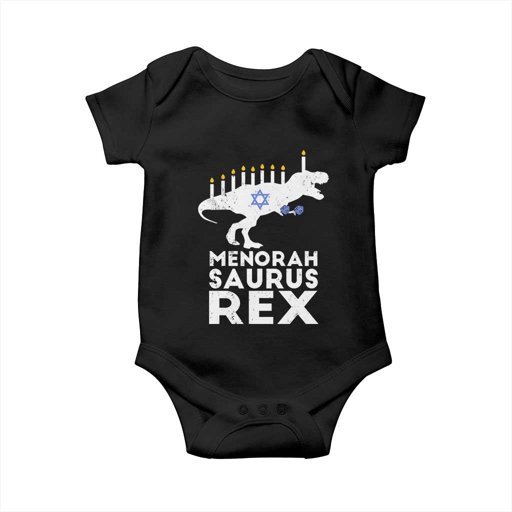 Funny Hanukkah Baby Onesie Menorah Saurus Rex Dinosaur David Star TS11 Black Print Your Wear