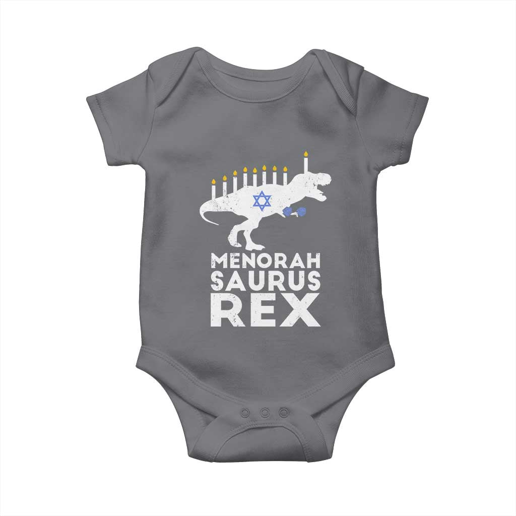 Funny Hanukkah Baby Onesie Menorah Saurus Rex Dinosaur David Star TS11 Charcoal Print Your Wear