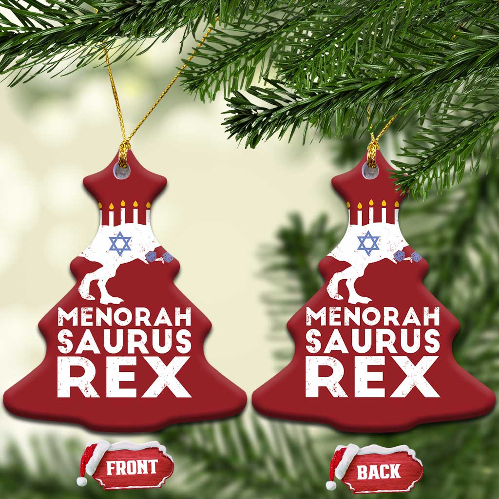 Funny Hanukkah Christmas Ornament Menorah Saurus Rex Dinosaur David Star TS11 Christmas Tree Red Print Your Wear