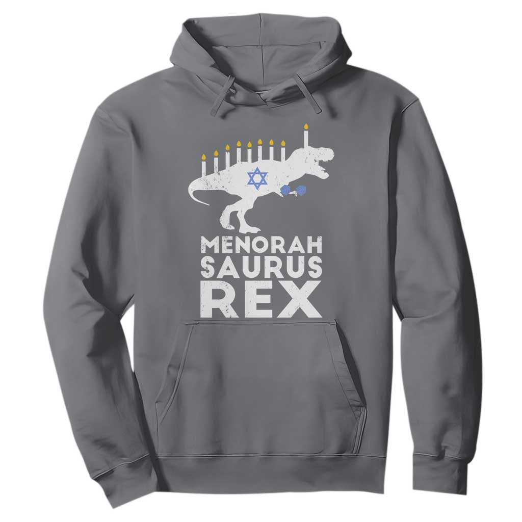 Funny Hanukkah Hoodie Menorah Saurus Rex Dinosaur David Star TS11 Charcoal Print Your Wear
