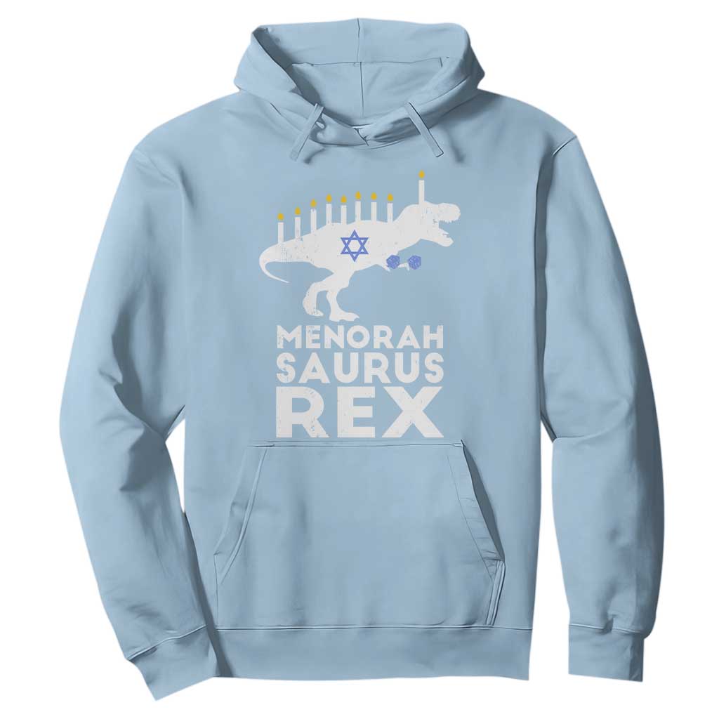 Funny Hanukkah Hoodie Menorah Saurus Rex Dinosaur David Star TS11 Light Blue Print Your Wear