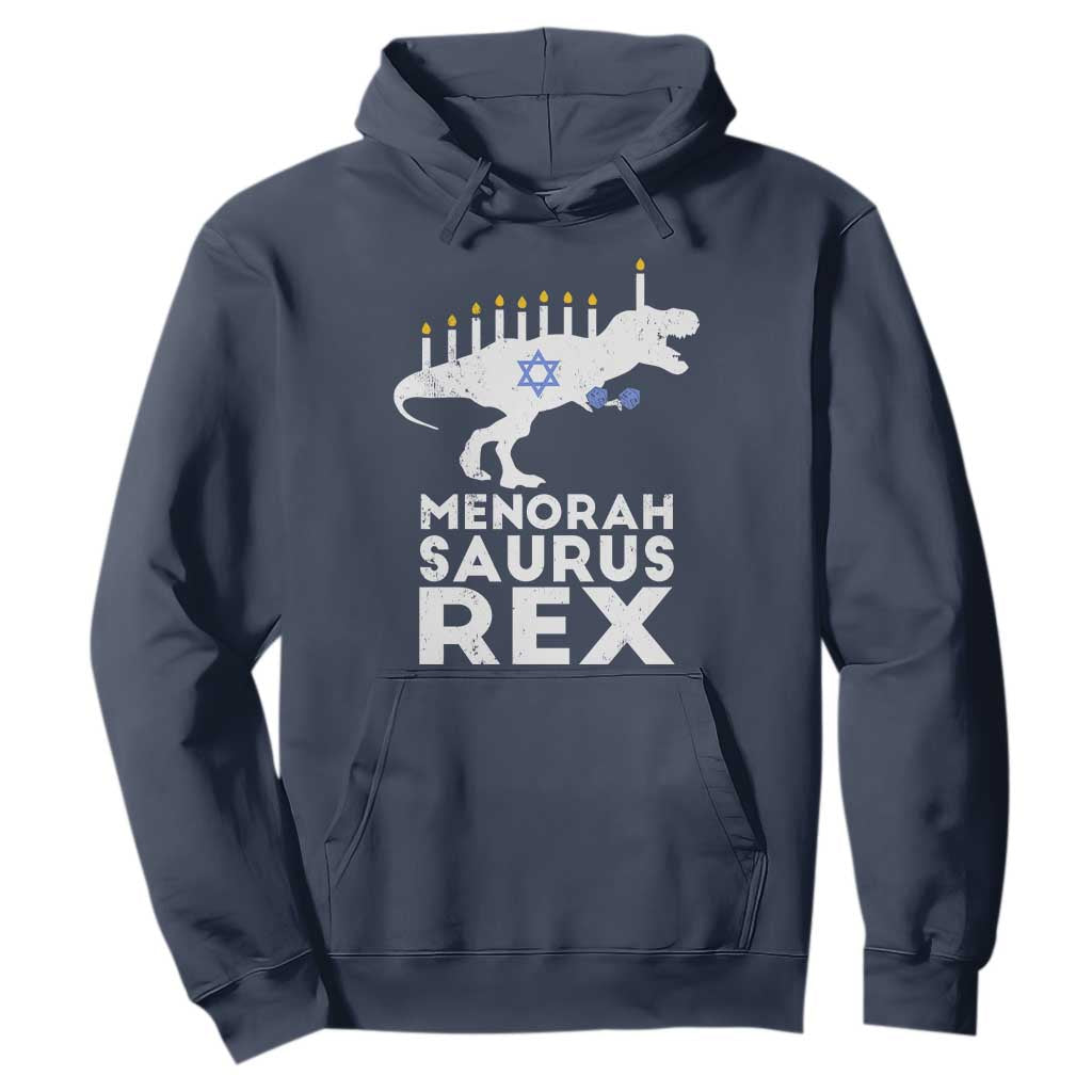 Funny Hanukkah Hoodie Menorah Saurus Rex Dinosaur David Star TS11 Navy Print Your Wear