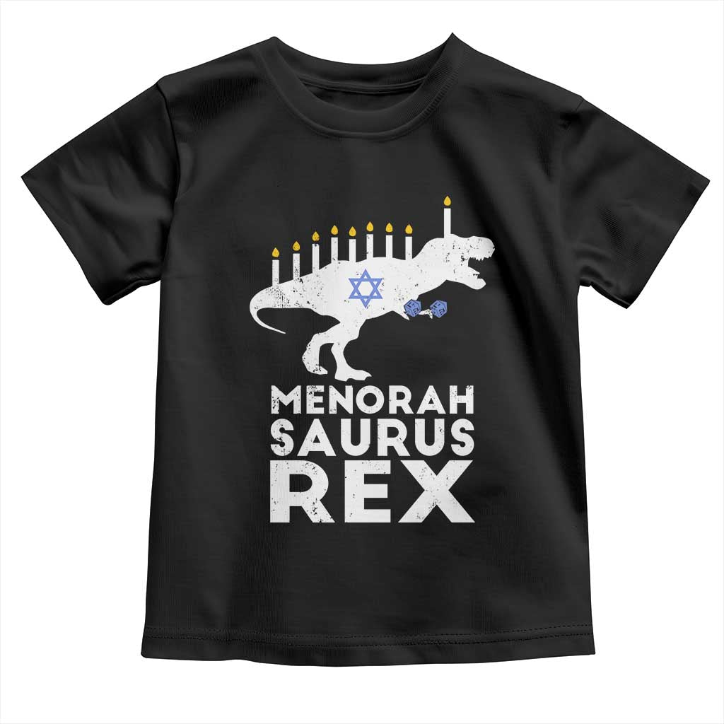 Funny Hanukkah Toddler T Shirt Menorah Saurus Rex Dinosaur David Star TS11 Black Print Your Wear