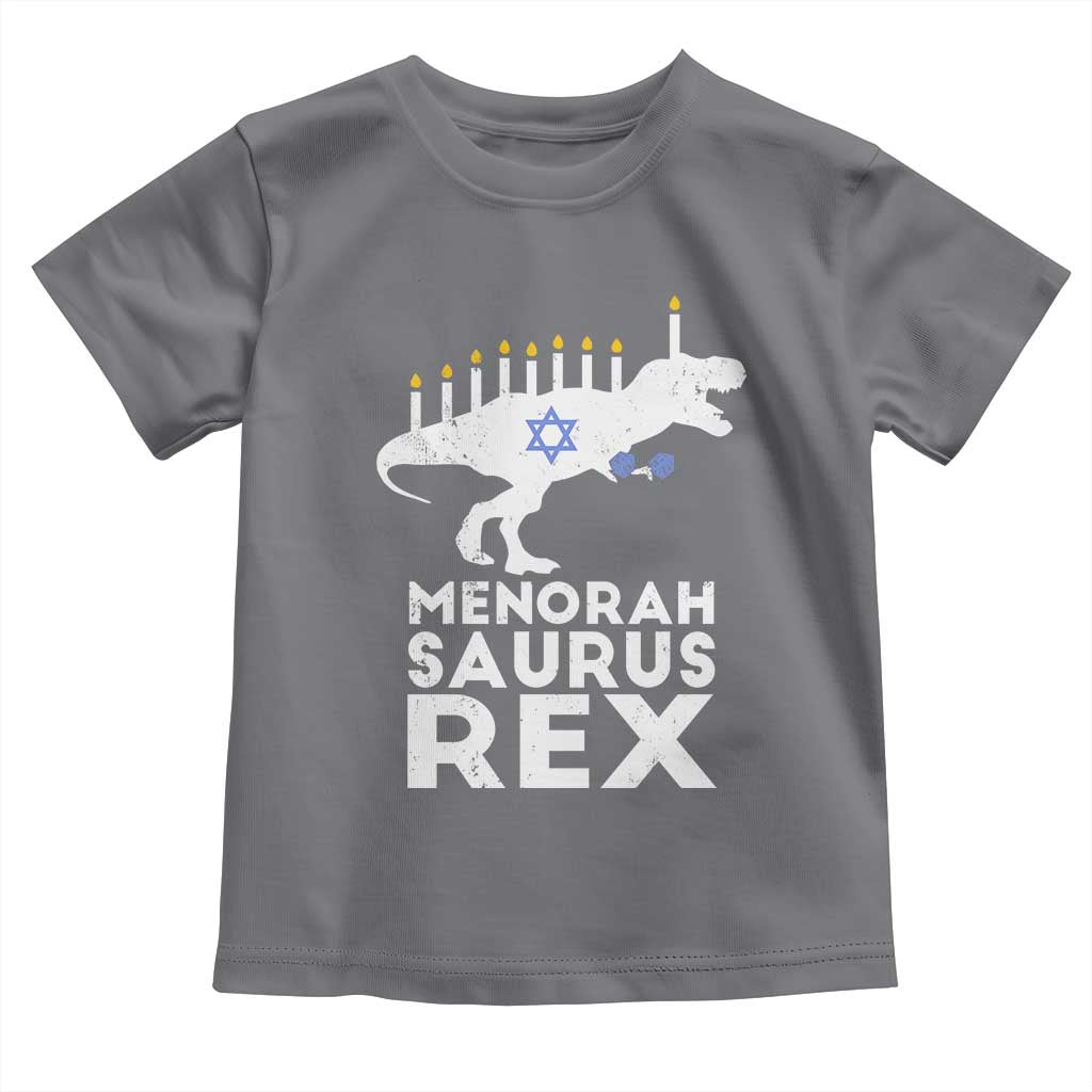 Funny Hanukkah Toddler T Shirt Menorah Saurus Rex Dinosaur David Star TS11 Charcoal Print Your Wear