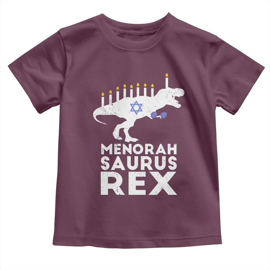 Funny Hanukkah Toddler T Shirt Menorah Saurus Rex Dinosaur David Star TS11 Maroon Print Your Wear