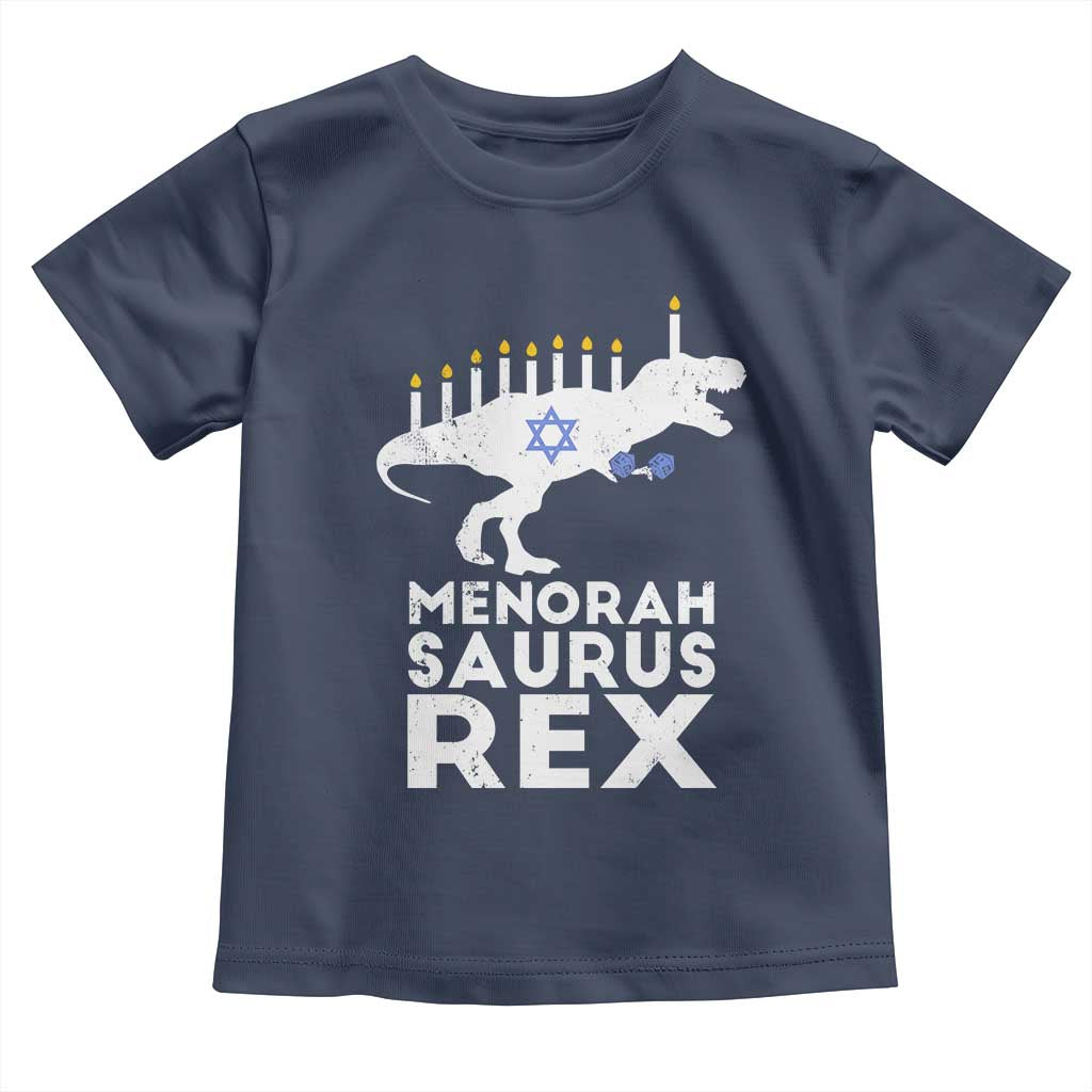 Funny Hanukkah Toddler T Shirt Menorah Saurus Rex Dinosaur David Star TS11 Navy Print Your Wear