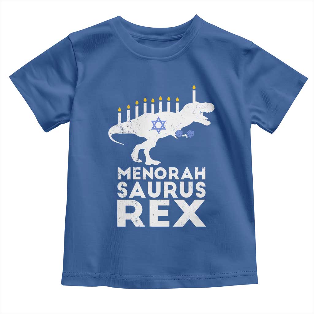 Funny Hanukkah Toddler T Shirt Menorah Saurus Rex Dinosaur David Star TS11 Royal Blue Print Your Wear