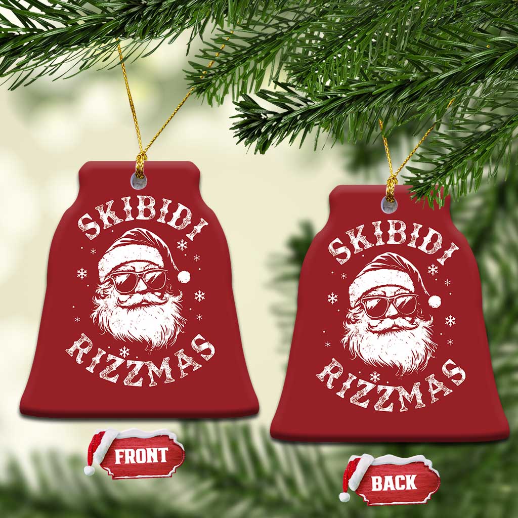 Funny Skibidi Rizzmas Xmas Christmas Ornament Vintage Sigmas Charisma Rizz Cool Santa TS11 Bell Flake Red Print Your Wear