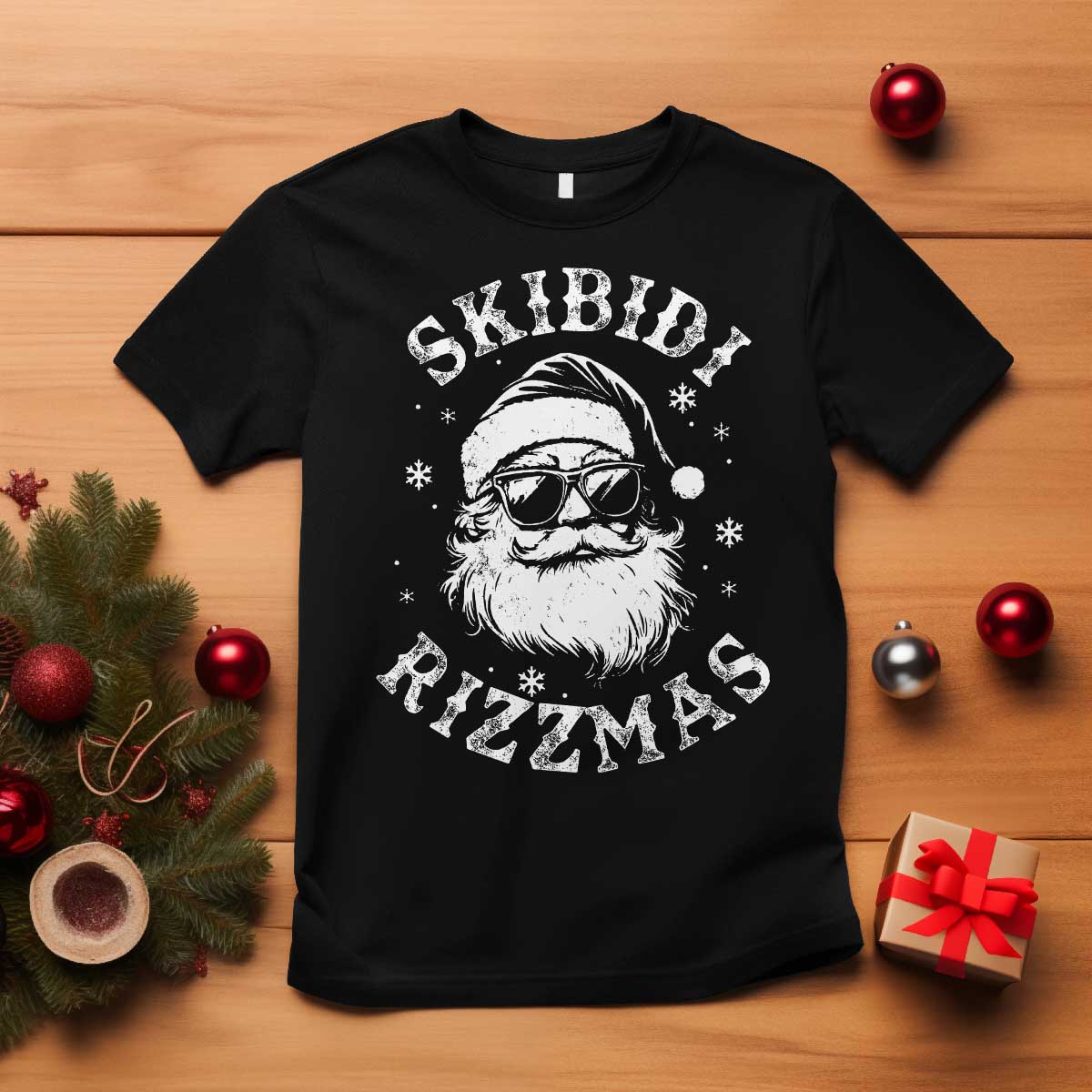 Funny Skibidi Rizzmas Christmas T Shirt Vintage Sigmas Charisma Rizz Cool Santa TS11 Black Print Your Wear