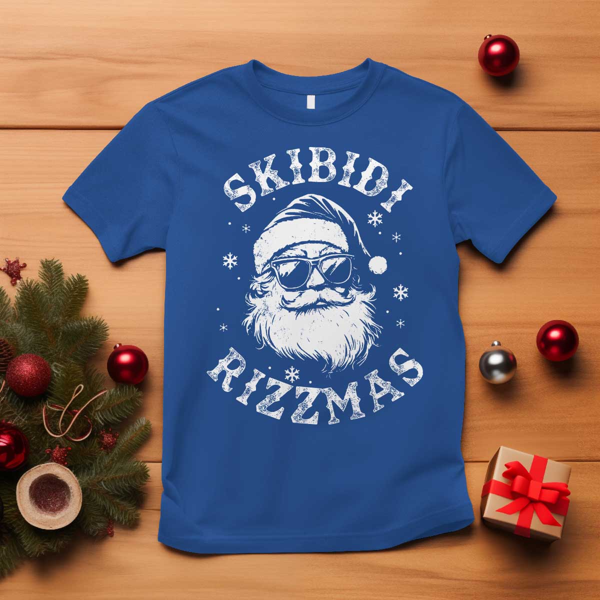 Funny Skibidi Rizzmas Christmas T Shirt Vintage Sigmas Charisma Rizz Cool Santa TS11 Royal Blue Print Your Wear