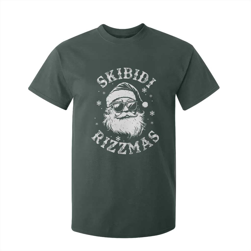 Funny Skibidi Rizzmas Christmas T Shirt For Kid Vintage Sigmas Charisma Rizz Cool Santa TS11 Dark Forest Green Print Your Wear