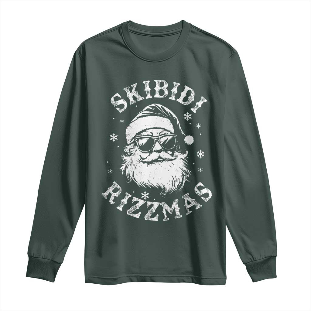 Funny Skibidi Rizzmas Christmas Long Sleeve Shirt Vintage Sigmas Charisma Rizz Cool Santa TS11 Dark Forest Green Print Your Wear