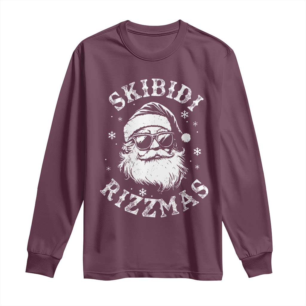 Funny Skibidi Rizzmas Christmas Long Sleeve Shirt Vintage Sigmas Charisma Rizz Cool Santa TS11 Maroon Print Your Wear