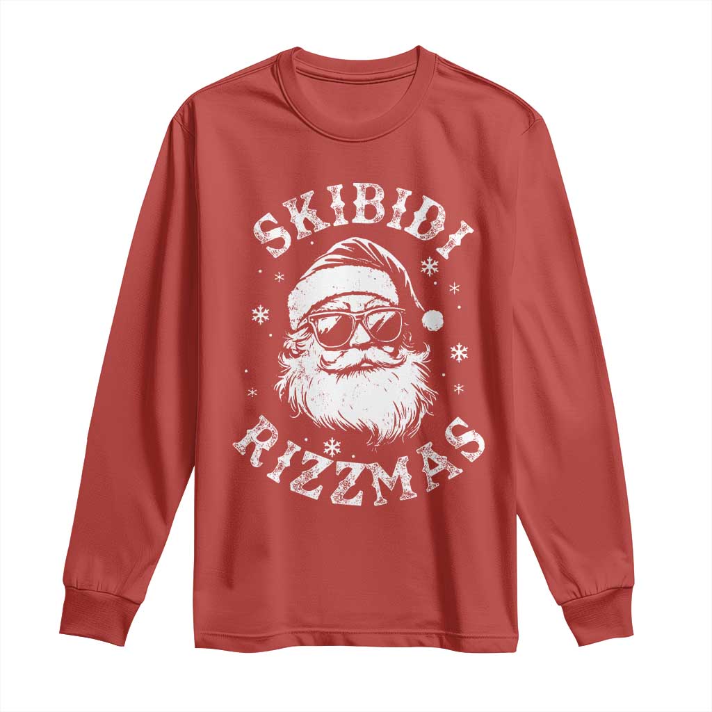 Funny Skibidi Rizzmas Christmas Long Sleeve Shirt Vintage Sigmas Charisma Rizz Cool Santa TS11 Red Print Your Wear