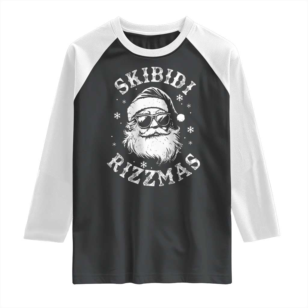 Funny Skibidi Rizzmas Christmas Raglan Shirt Vintage Sigmas Charisma Rizz Cool Santa TS11 Black White Print Your Wear