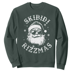 Funny Skibidi Rizzmas Christmas Sweatshirt Vintage Sigmas Charisma Rizz Cool Santa TS11 Dark Forest Green Print Your Wear