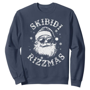 Funny Skibidi Rizzmas Christmas Sweatshirt Vintage Sigmas Charisma Rizz Cool Santa TS11 Navy Print Your Wear