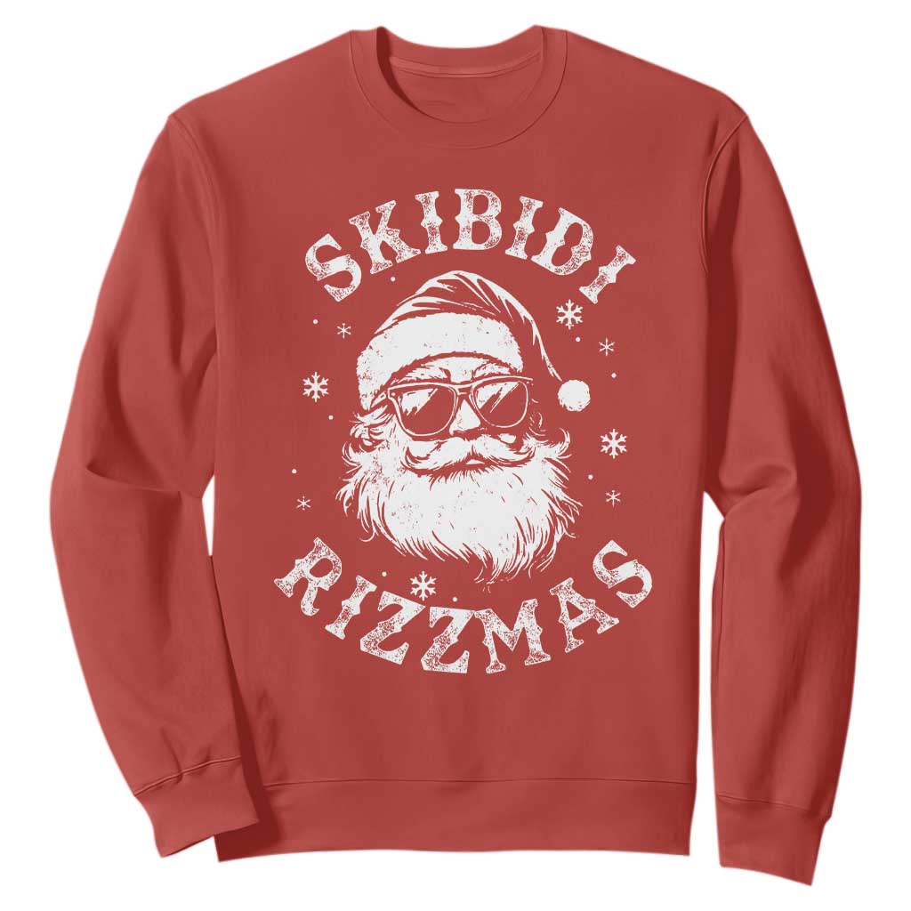 Funny Skibidi Rizzmas Christmas Sweatshirt Vintage Sigmas Charisma Rizz Cool Santa TS11 Red Print Your Wear