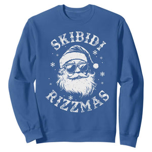Funny Skibidi Rizzmas Christmas Sweatshirt Vintage Sigmas Charisma Rizz Cool Santa TS11 Royal Blue Print Your Wear