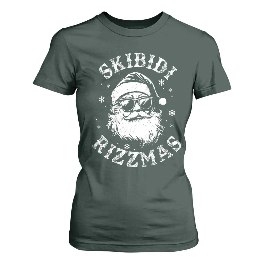 Funny Skibidi Rizzmas Christmas T Shirt For Women Vintage Sigmas Charisma Rizz Cool Santa TS11 Dark Forest Green Print Your Wear