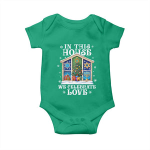 Funny Hanukkah Christmas Baby Onesie In This House We Celebrate Love Chrismukkah TS11 Irish Green Print Your Wear