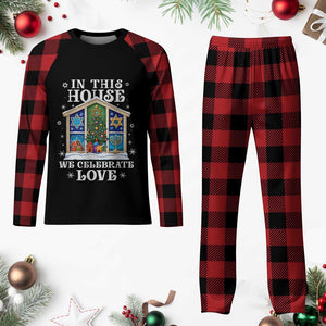 Funny Hanukkah Xmas Plaid Pajama Set In This House We Celebrate Love Chrismukkah TS11 Buffalo Plaid Print Your Wear