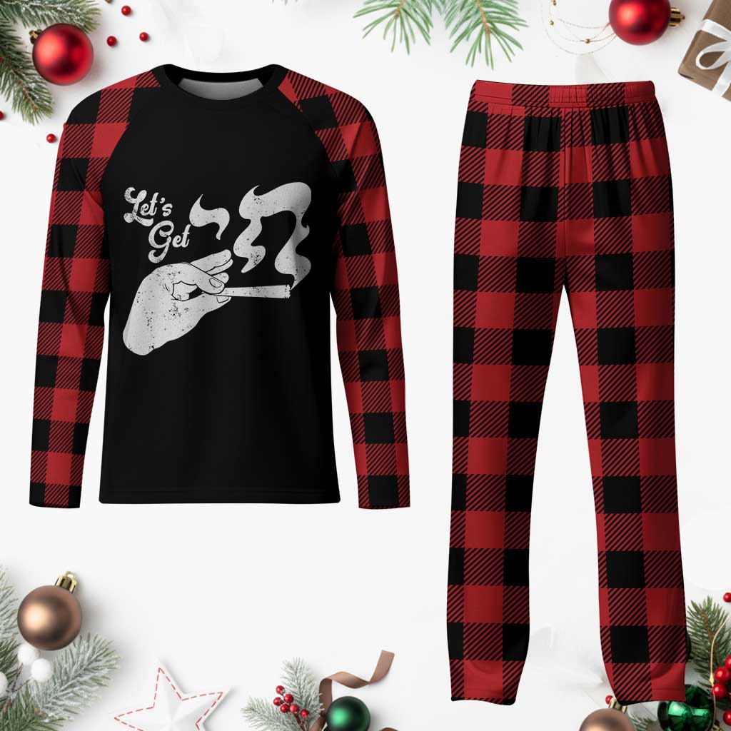 Funny Hebrew Plaid Pajama Set Let's Get Chai Jewish Vintage Cigarette TS11 Buffalo Plaid Print Your Wear